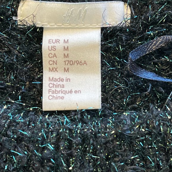 H & M Sparkling Green and Black Metallic Sweater - size Medium - Picture 2 of 3
